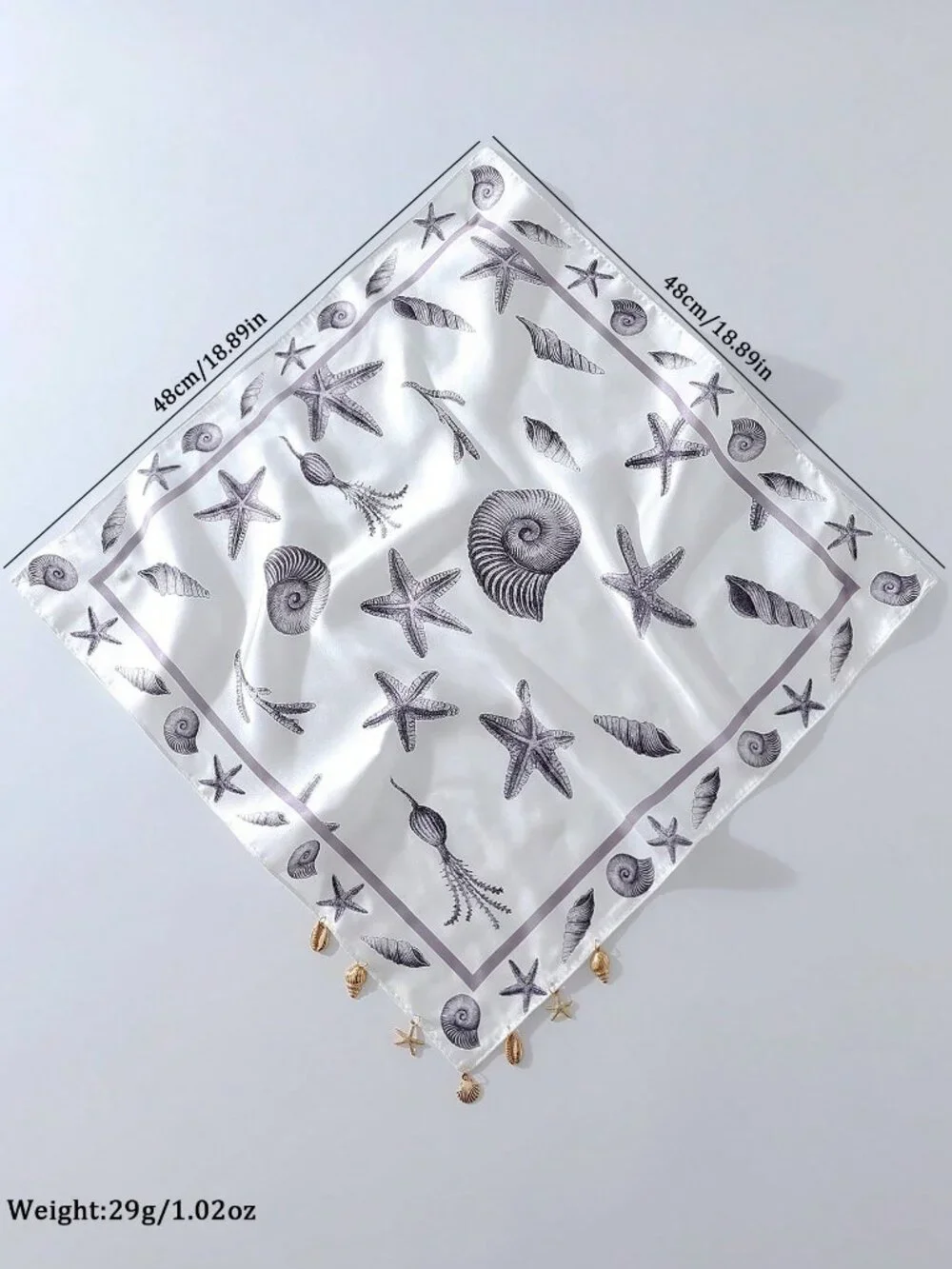 🤍 Ocean Starfish Seashell Charm Bandana Headscarf 🐚⭐ Coastal Scarf